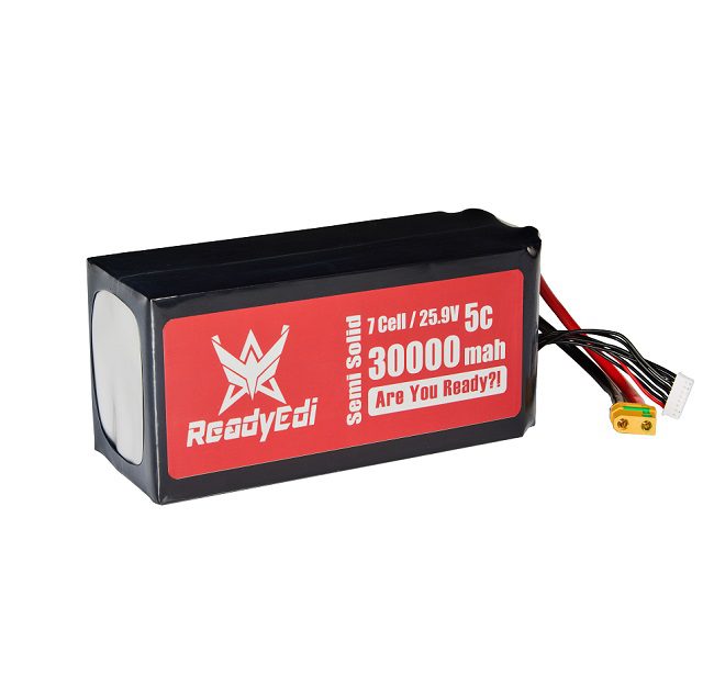 סוללת ליתיום-יון במצב מוצק ReadyEdi 30000mAh 25.9V 5C 7S1P לרחפן עם תקע XT90