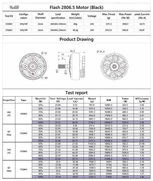 מנוע פלאש 2806.5 FPV לטווח ארוך - שחור - 1350KV