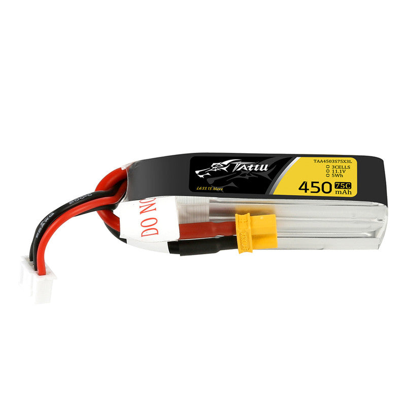 סוללת Tattu 3S 450mAh 75C 11.1V LiPo עם שקע XT30