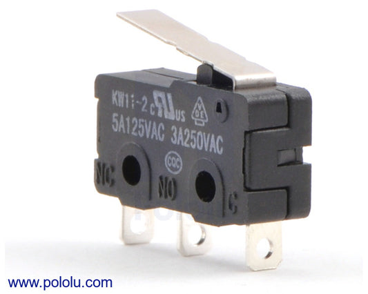 Snap-Action Switch with 16.7mm Lever: 3-Pin, SPDT, 5A