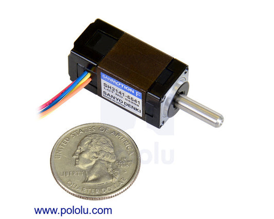 Sanyo Miniature Stepper Motor: Bipolar, 200 Steps/Rev, 14ª30mm, 6.3V, 0.3 A/Phase
