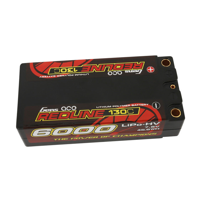 סוללת LiPo קצרה Gens ace Redline Series 6000mAh 7.6V 130C 2S2P HardCase HV
