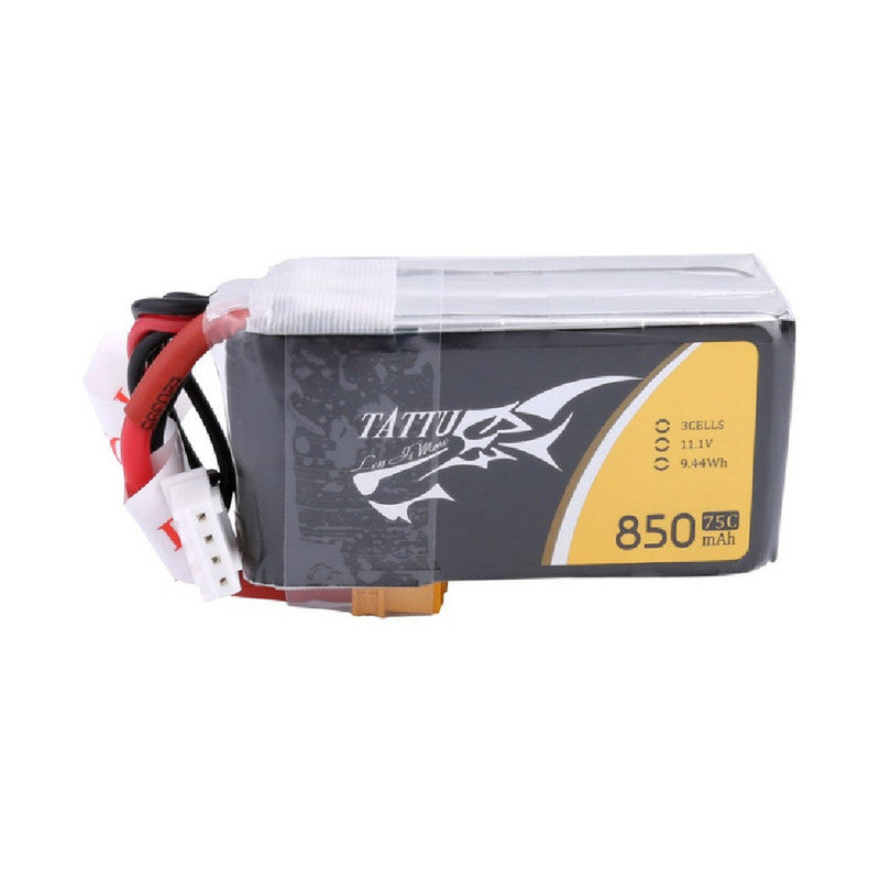 סוללת Tattu 850mAh 3S 11.1V 45C LiPo עם שקע XT30