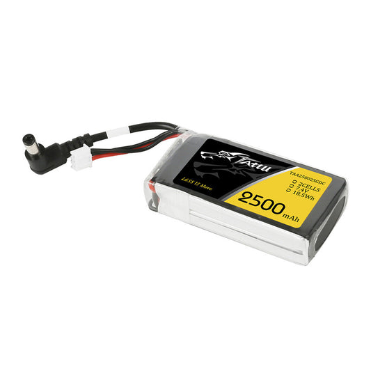 סוללת Tattu 2500mAh 2S Fatshark Goggles LiPo עם תקע DC5.5mm