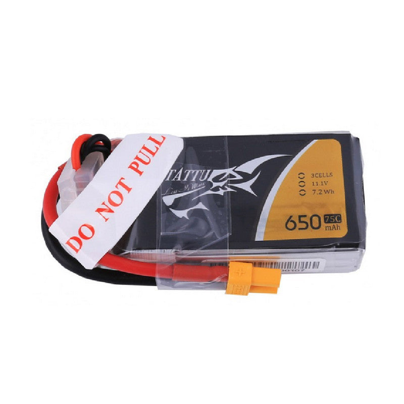 סוללת Tattu 650mAh 3S 75C 11.1V LiPo עם שקע XT30